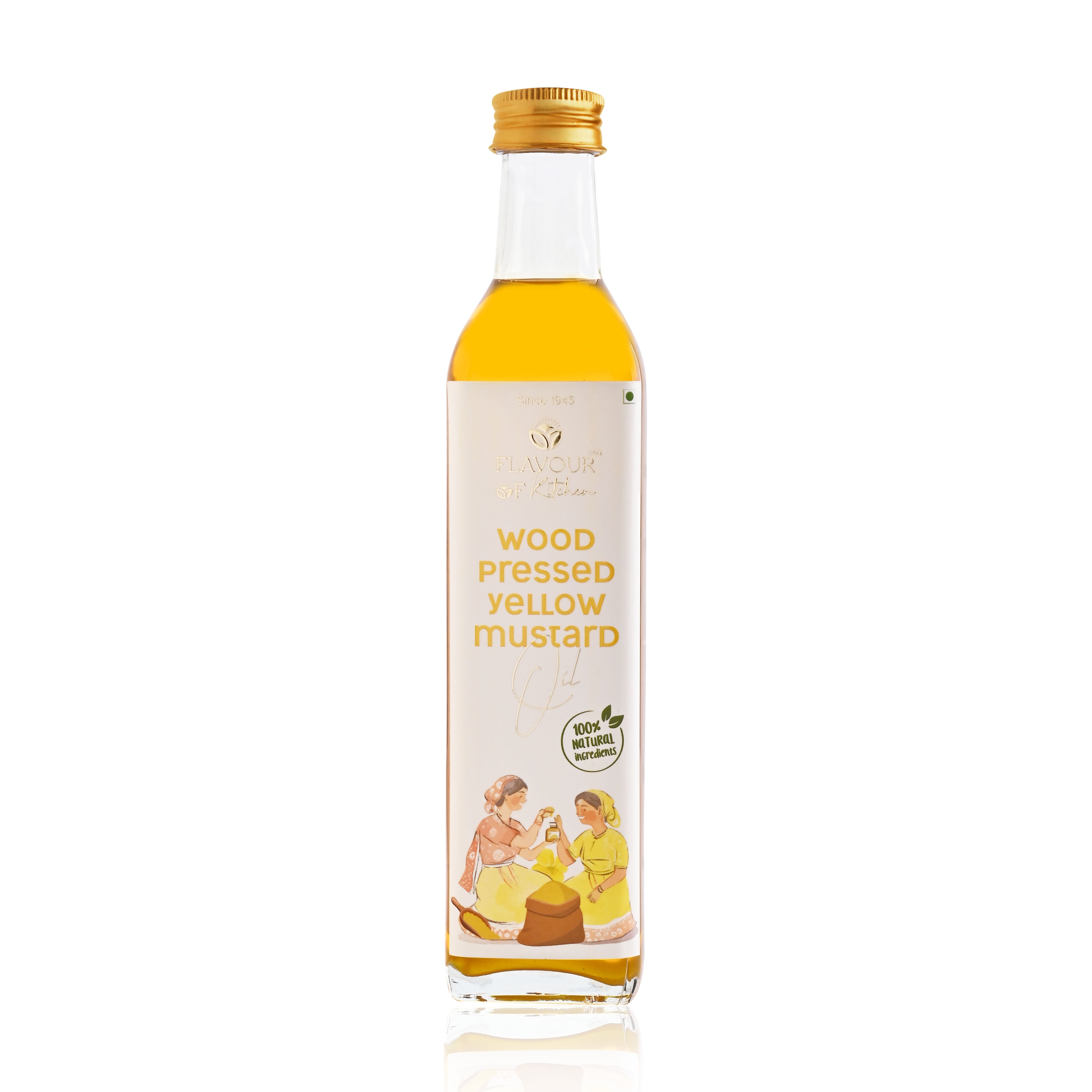 Wood Pressed Yellow Mustard Oil Glass Bottle
