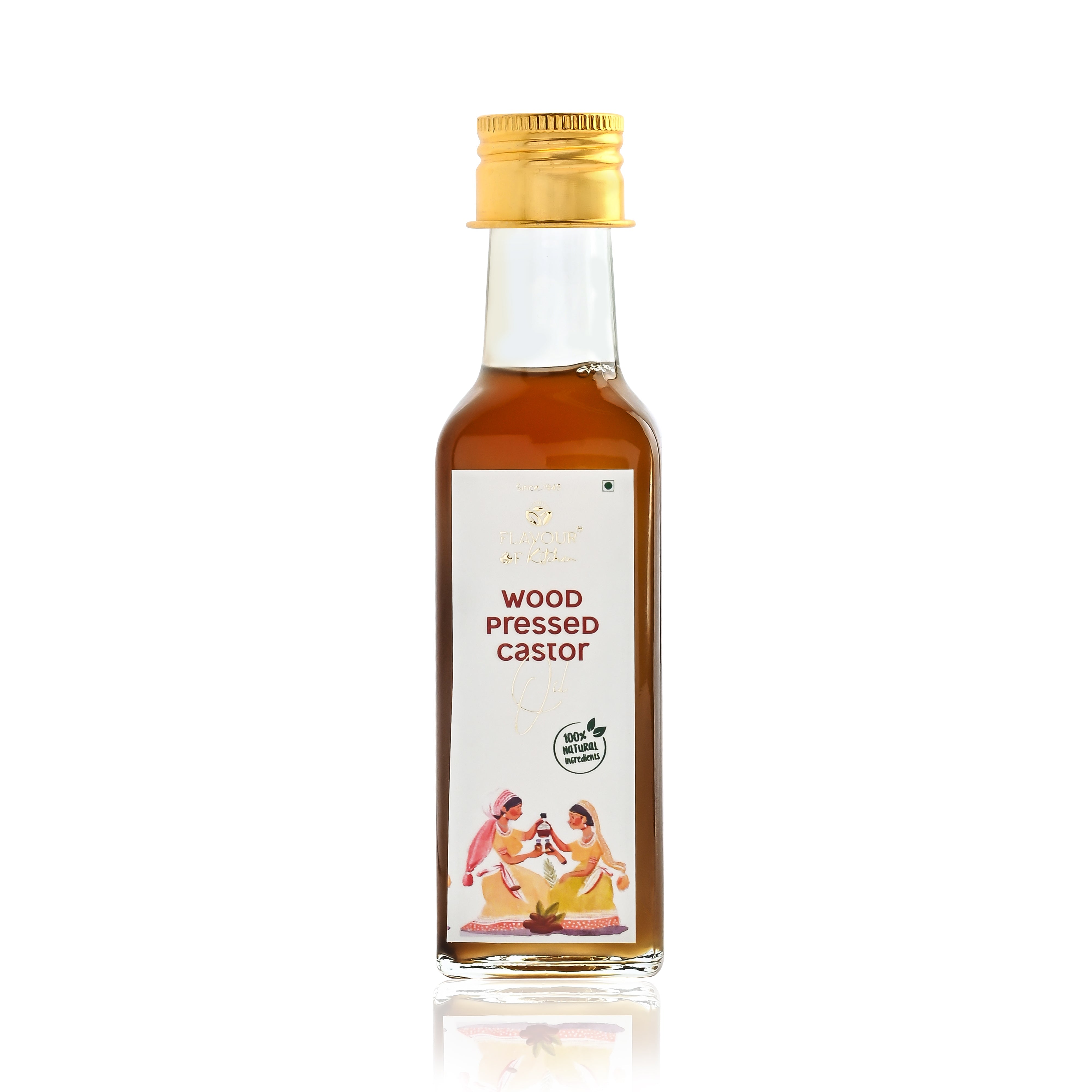 Wood Pressed Castor Oil Glass Bottle