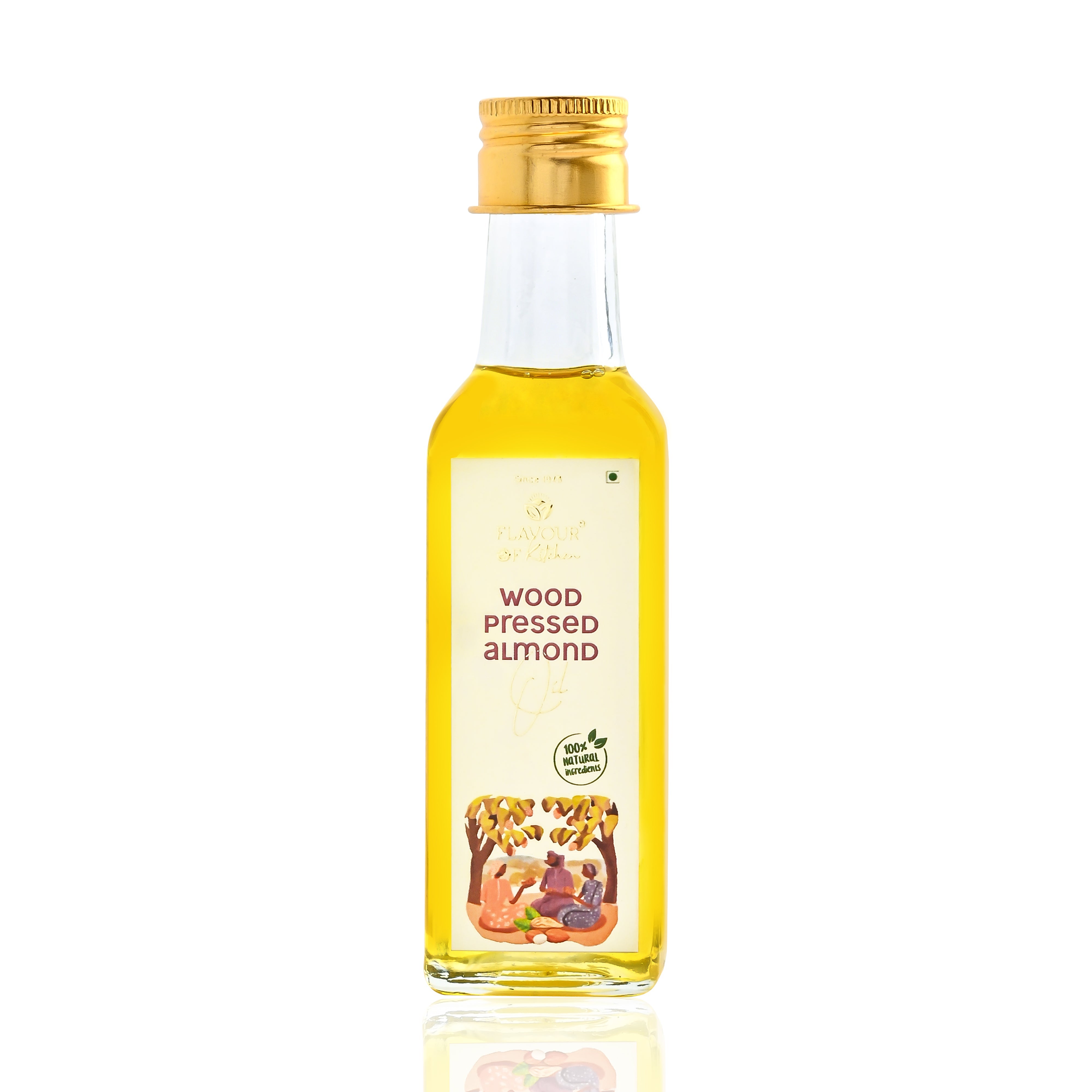 Wood Pressed Almond Oil Glass Bottle