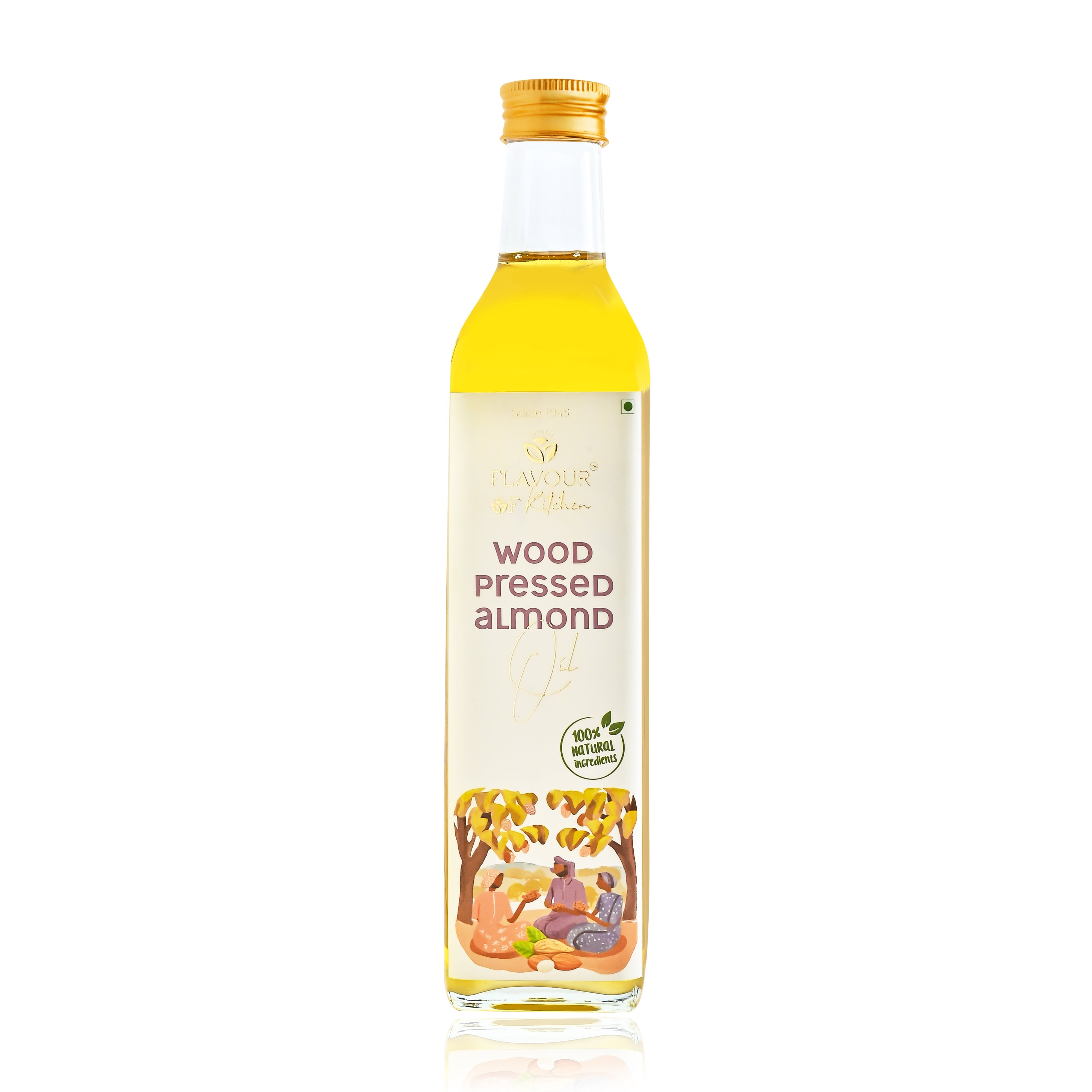 Wood Pressed Almond Oil Glass Bottle
