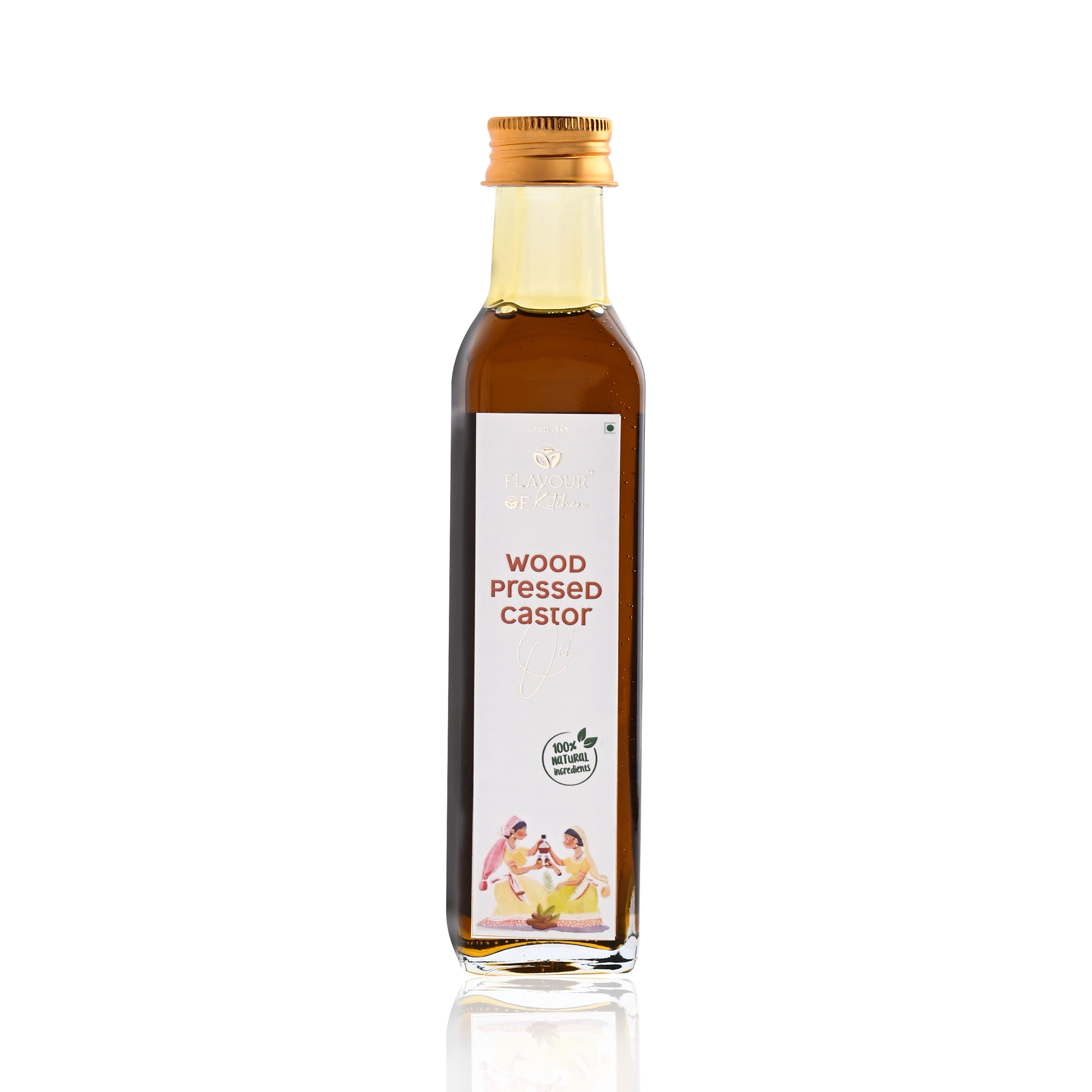 Wood Pressed Castor Oil Glass Bottle