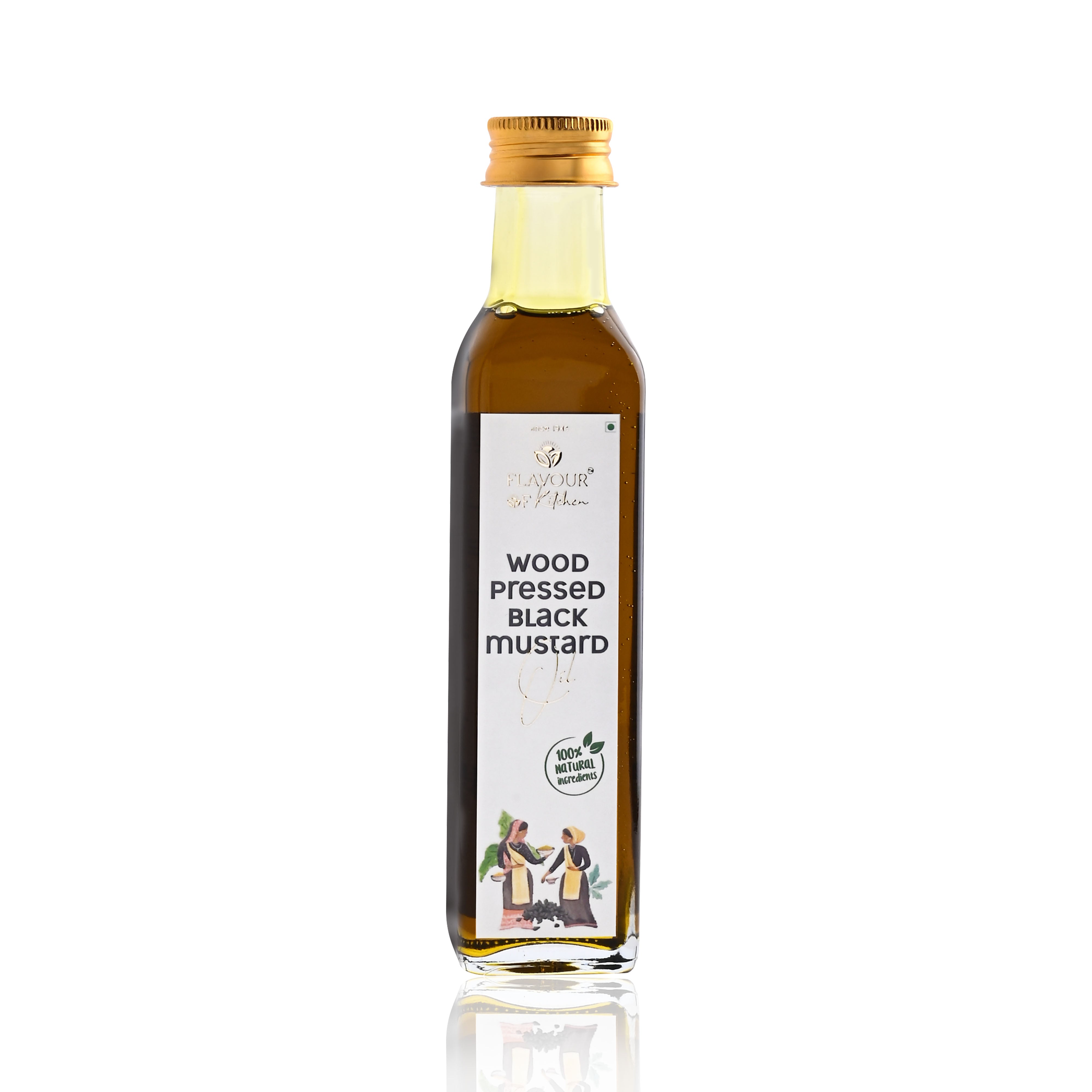 Wood Pressed Black Mustard Oil Glass Bottle