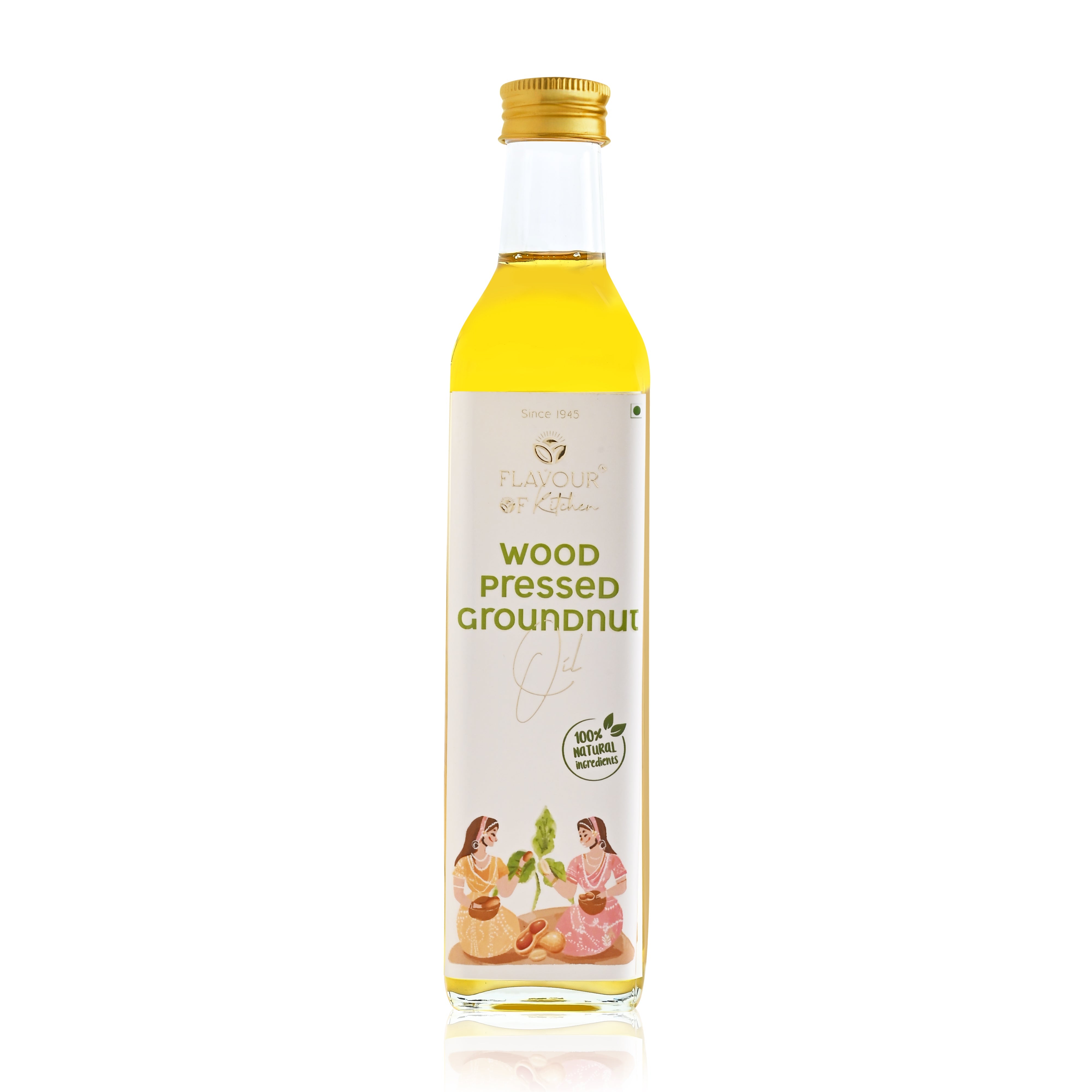 Wood Pressed Groundnut Oil Glass Bottle