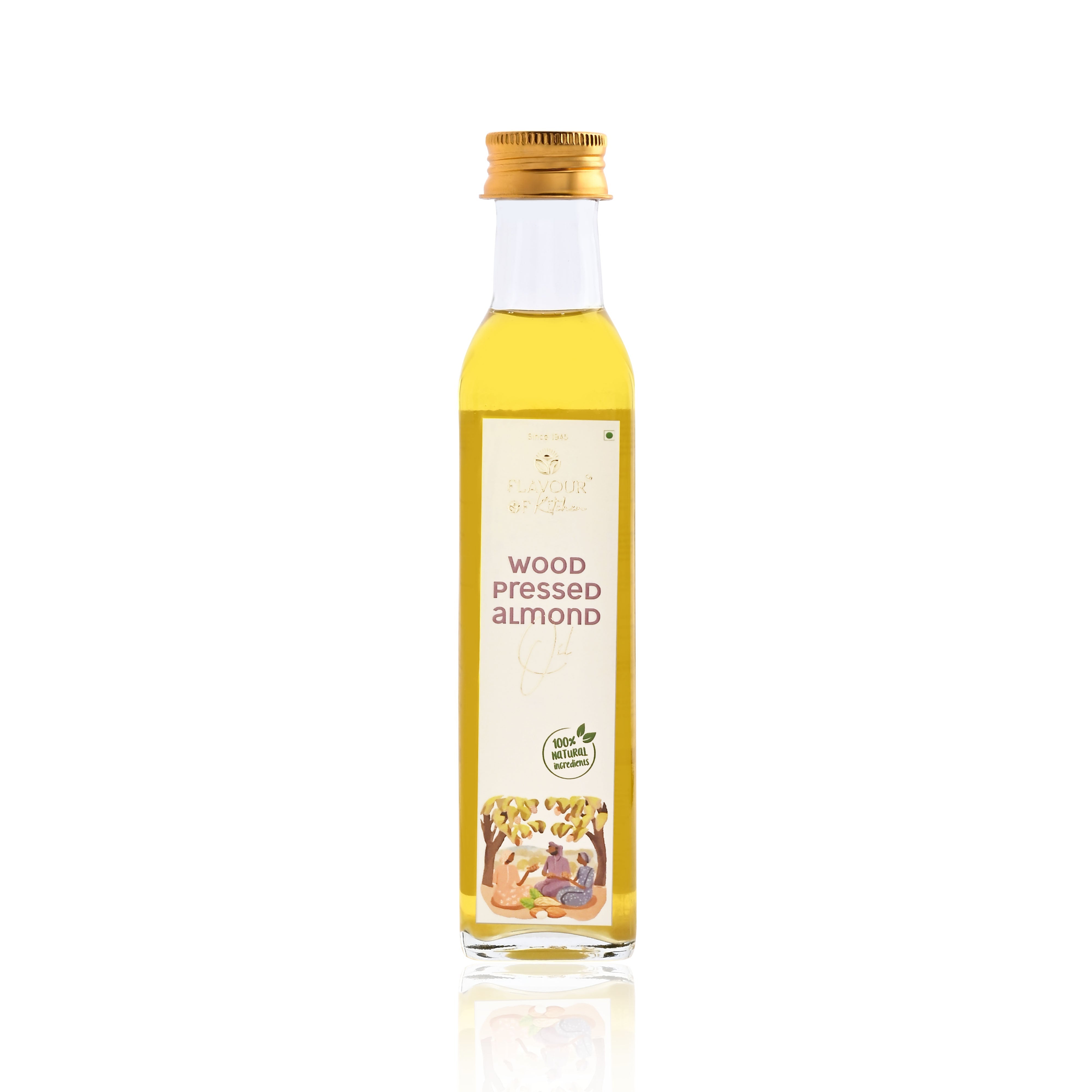 Wood Pressed Almond Oil Glass Bottle