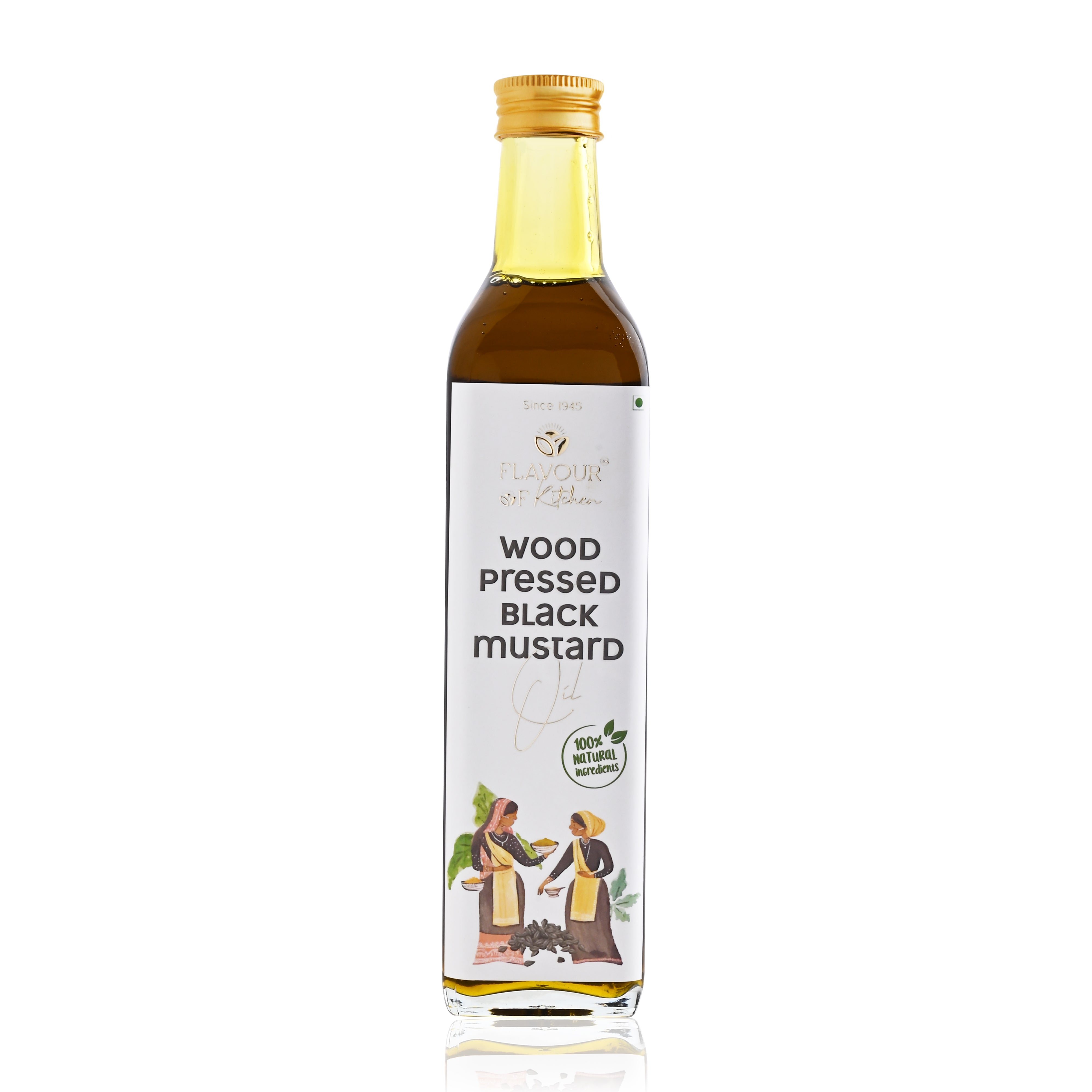 Wood Pressed Black Mustard Oil Glass Bottle