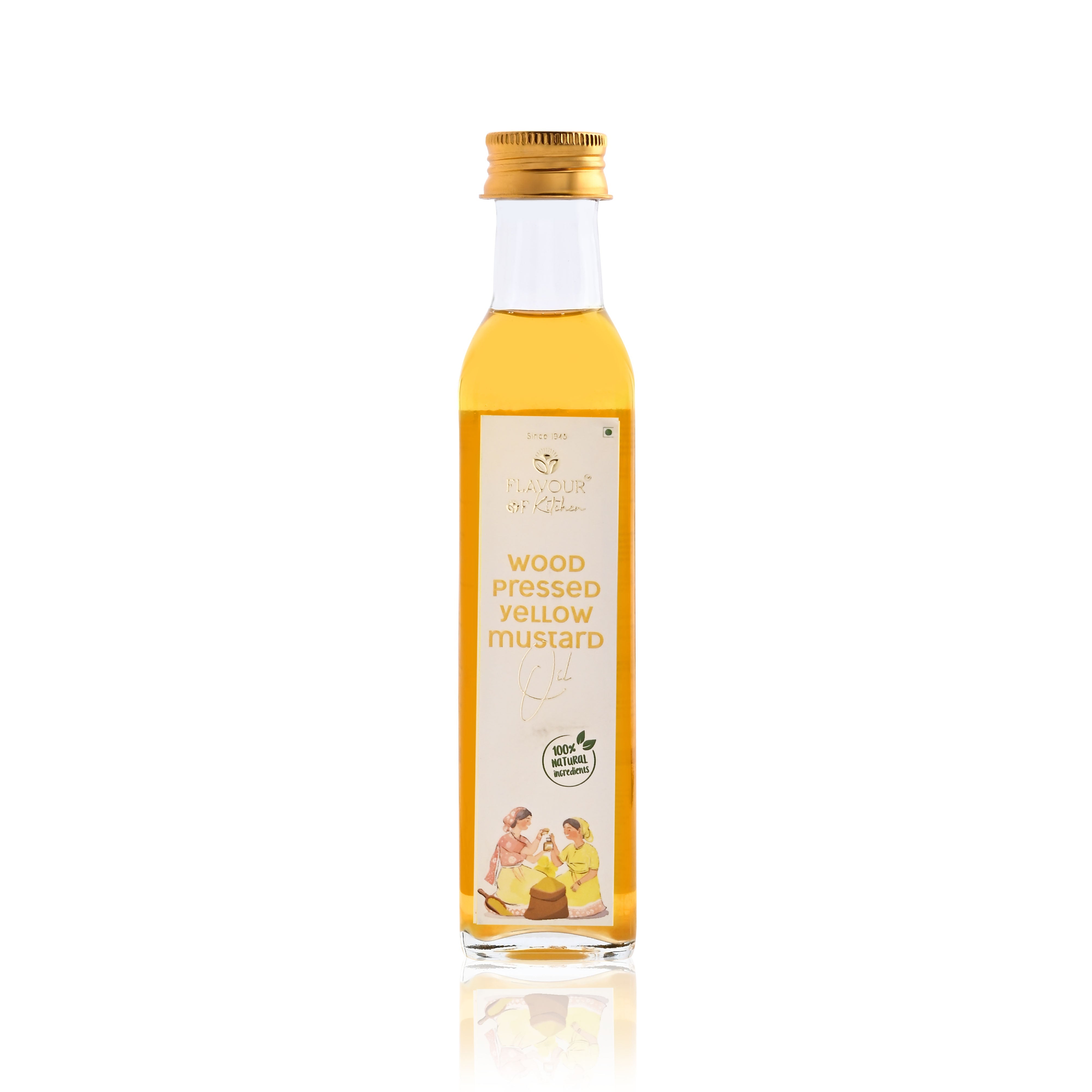 Wood Pressed Yellow Mustard Oil Glass Bottle