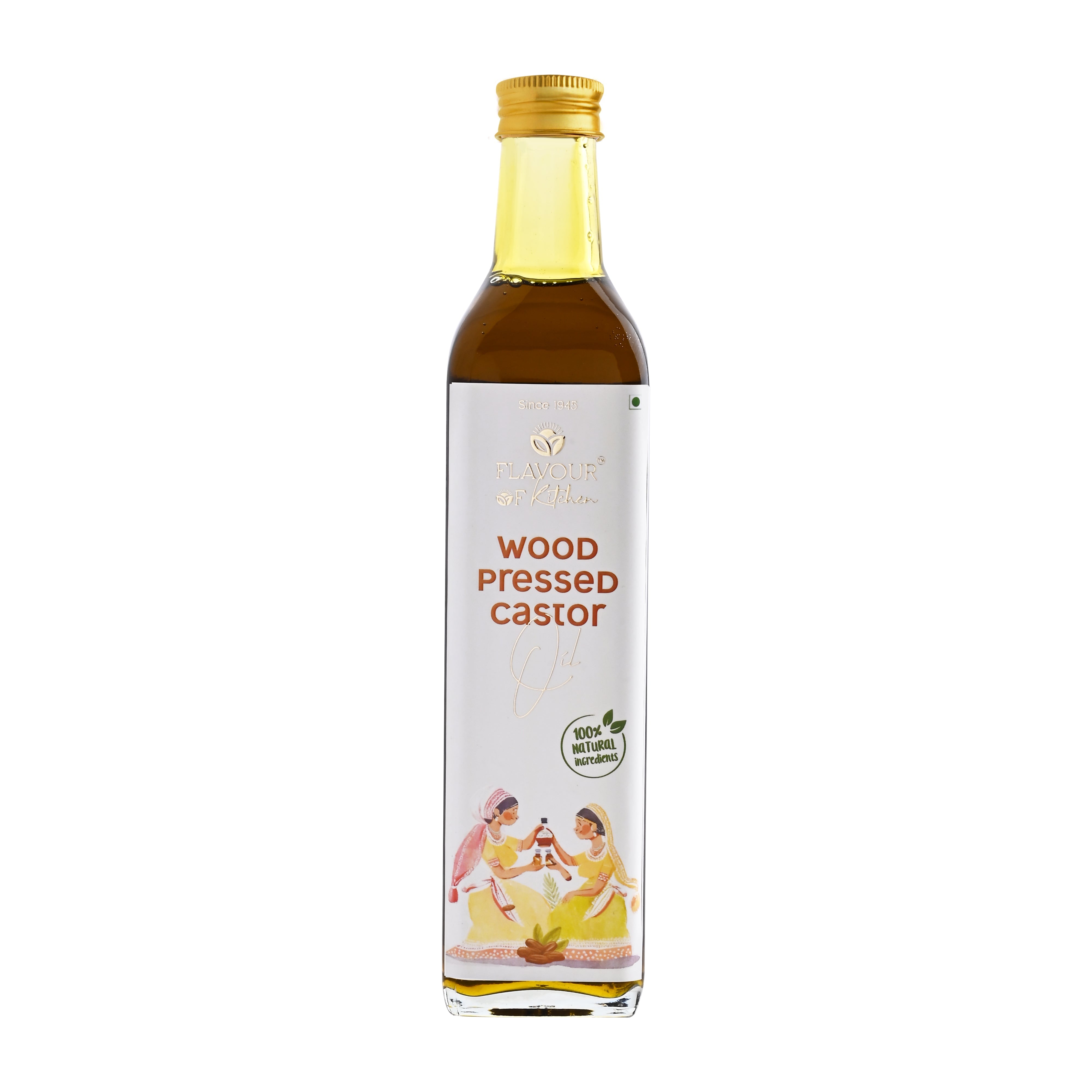 Wood Pressed Castor Oil Glass Bottle