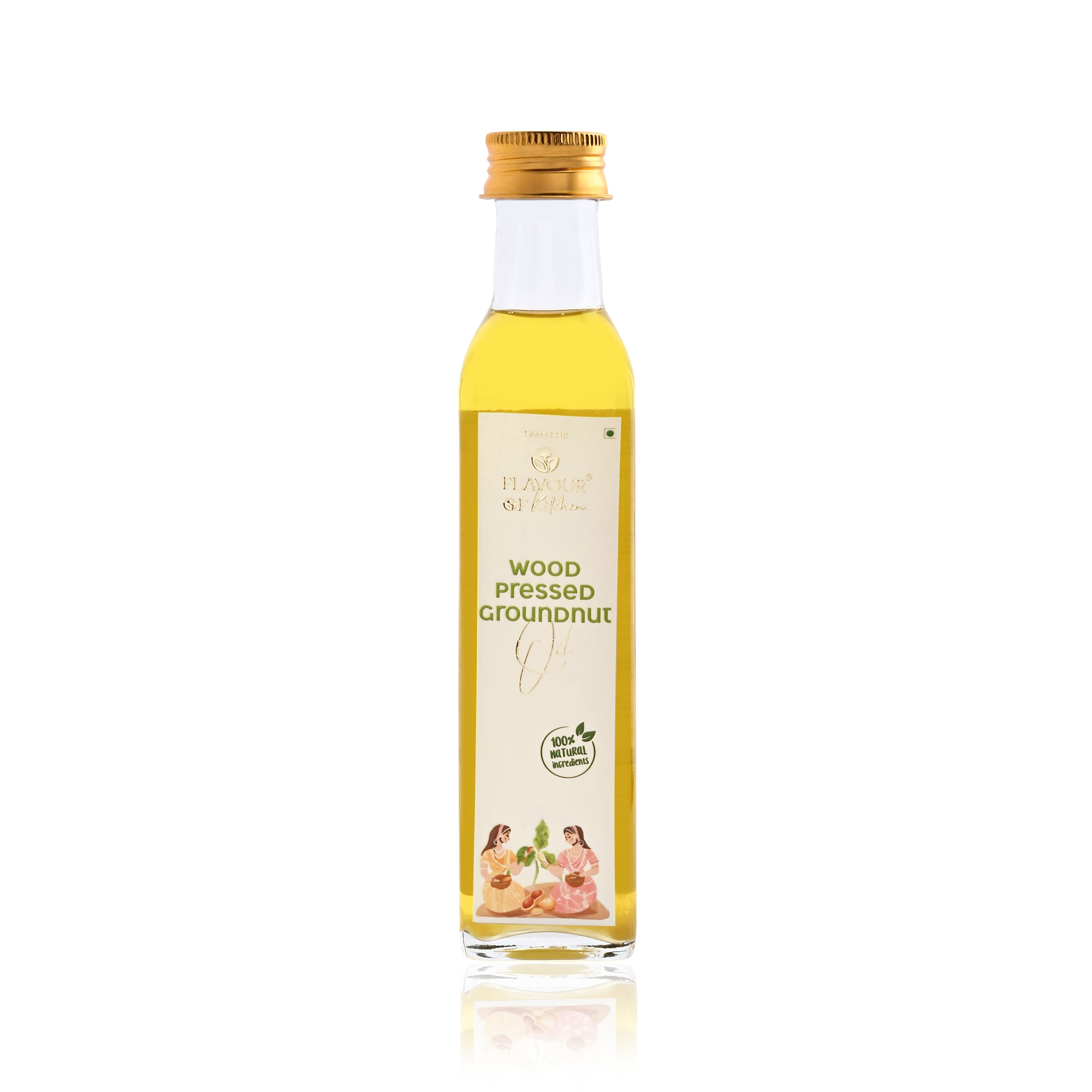 Wood Pressed Groundnut Oil Glass Bottle