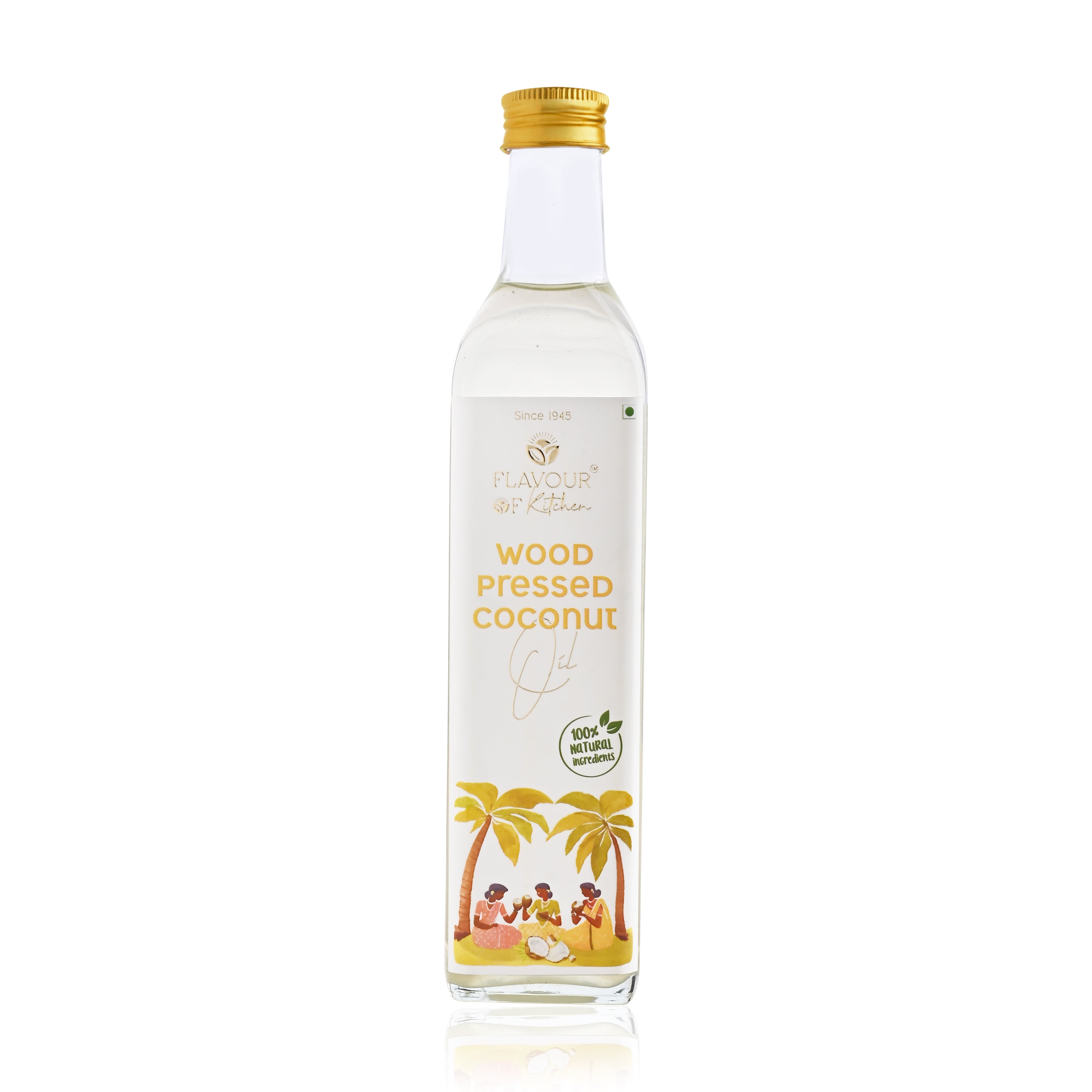 Wood Pressed Coconut Oil Glass Bottle