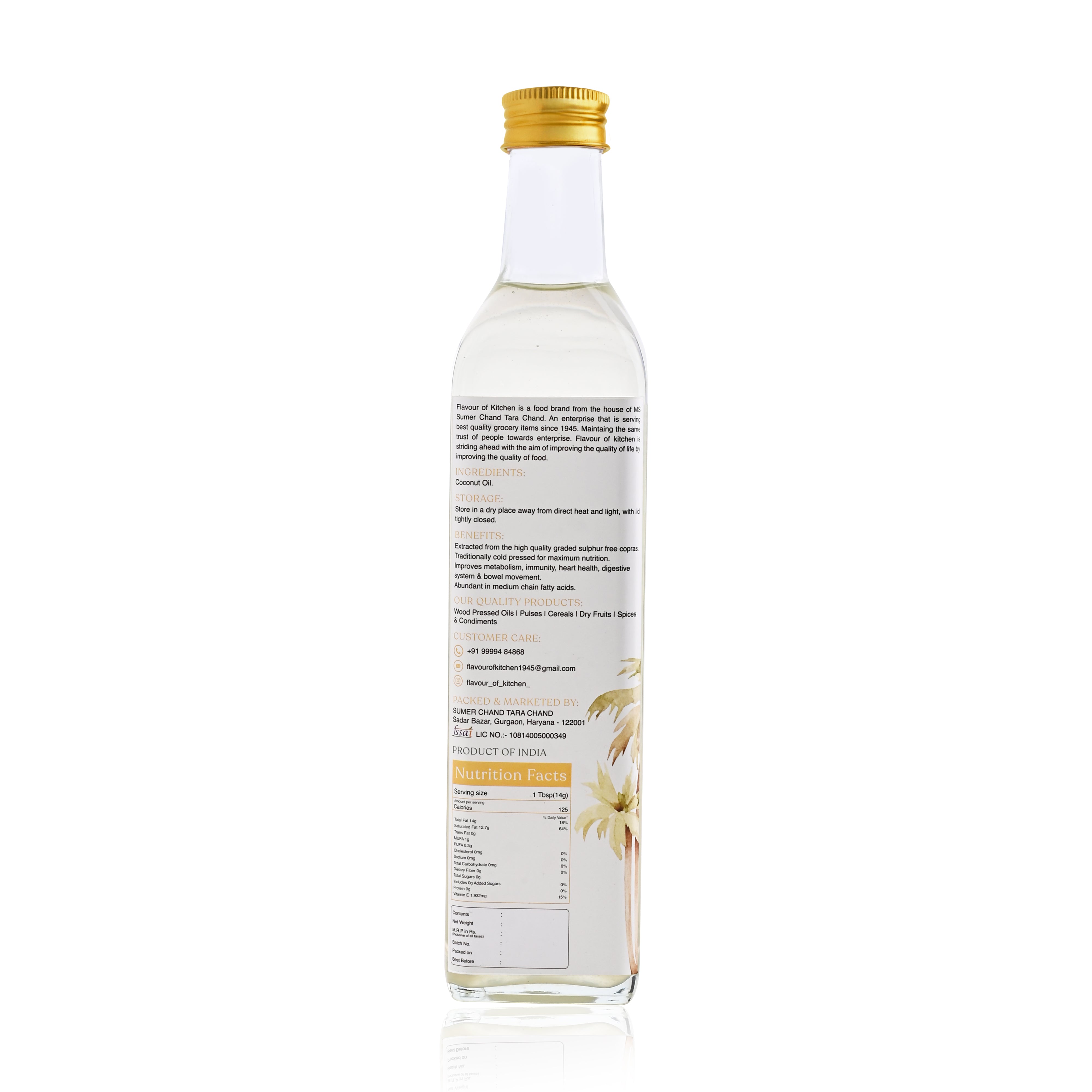 Wood Pressed Coconut Oil Glass Bottle