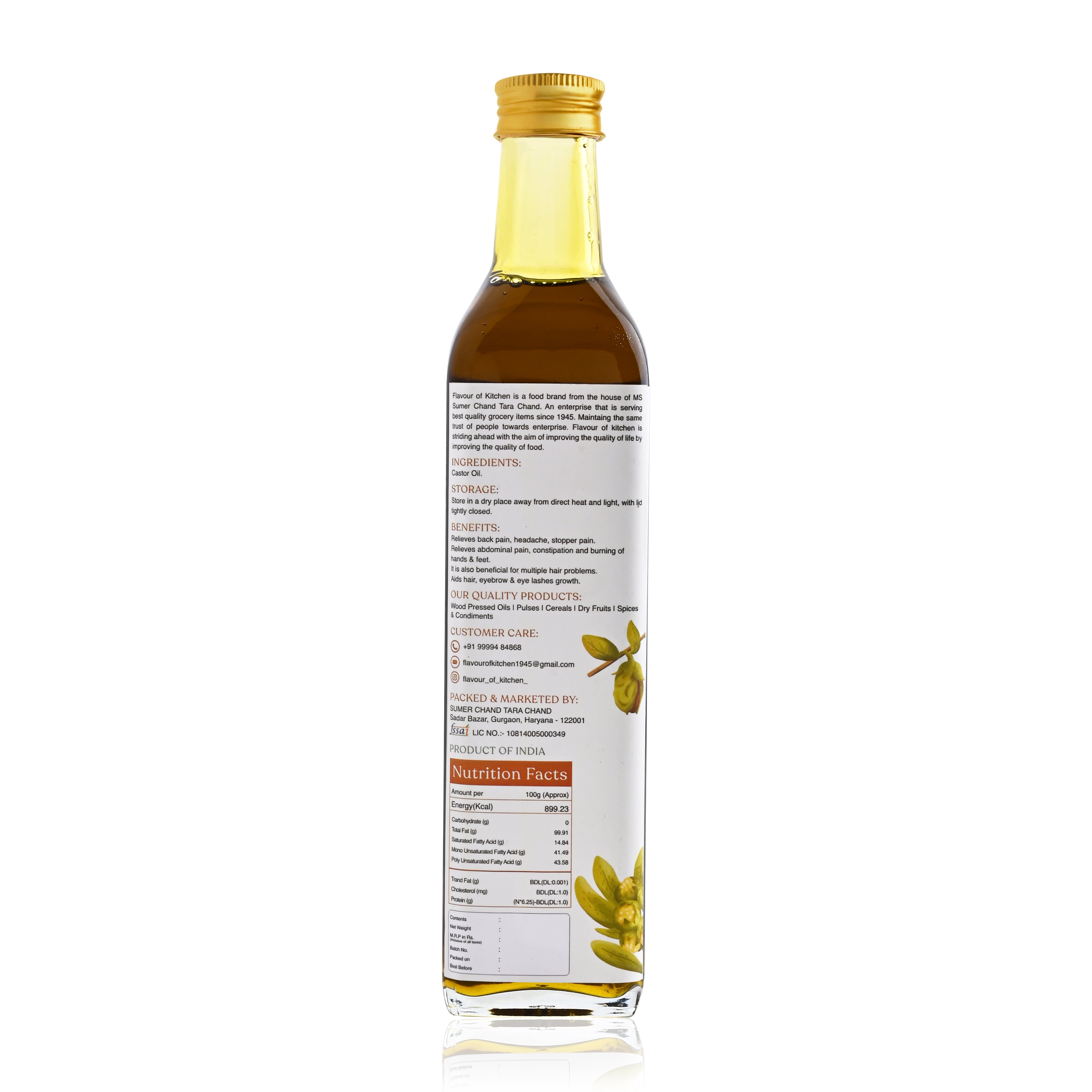 Wood Pressed Castor Oil Glass Bottle