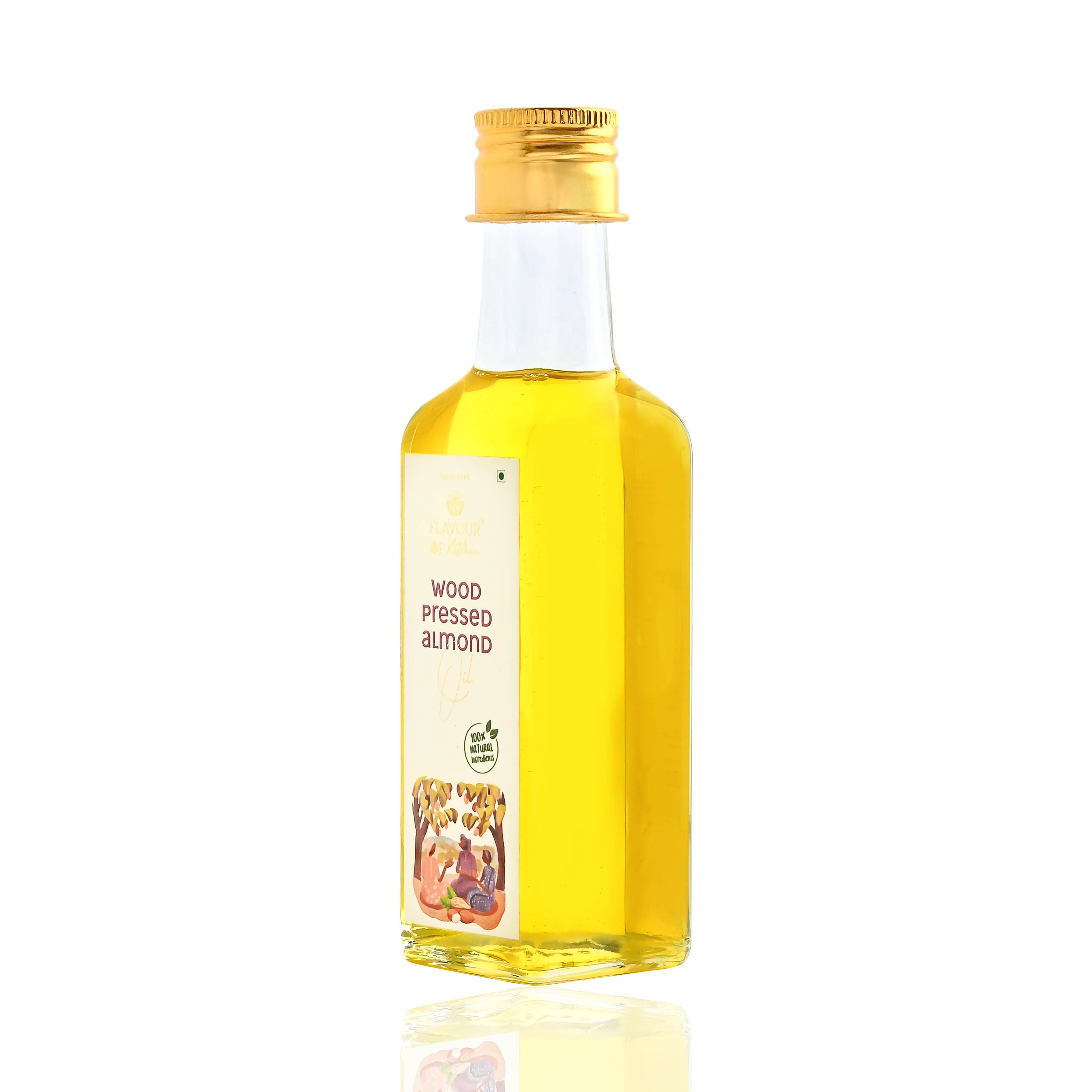 Wood Pressed Almond Oil Glass Bottle