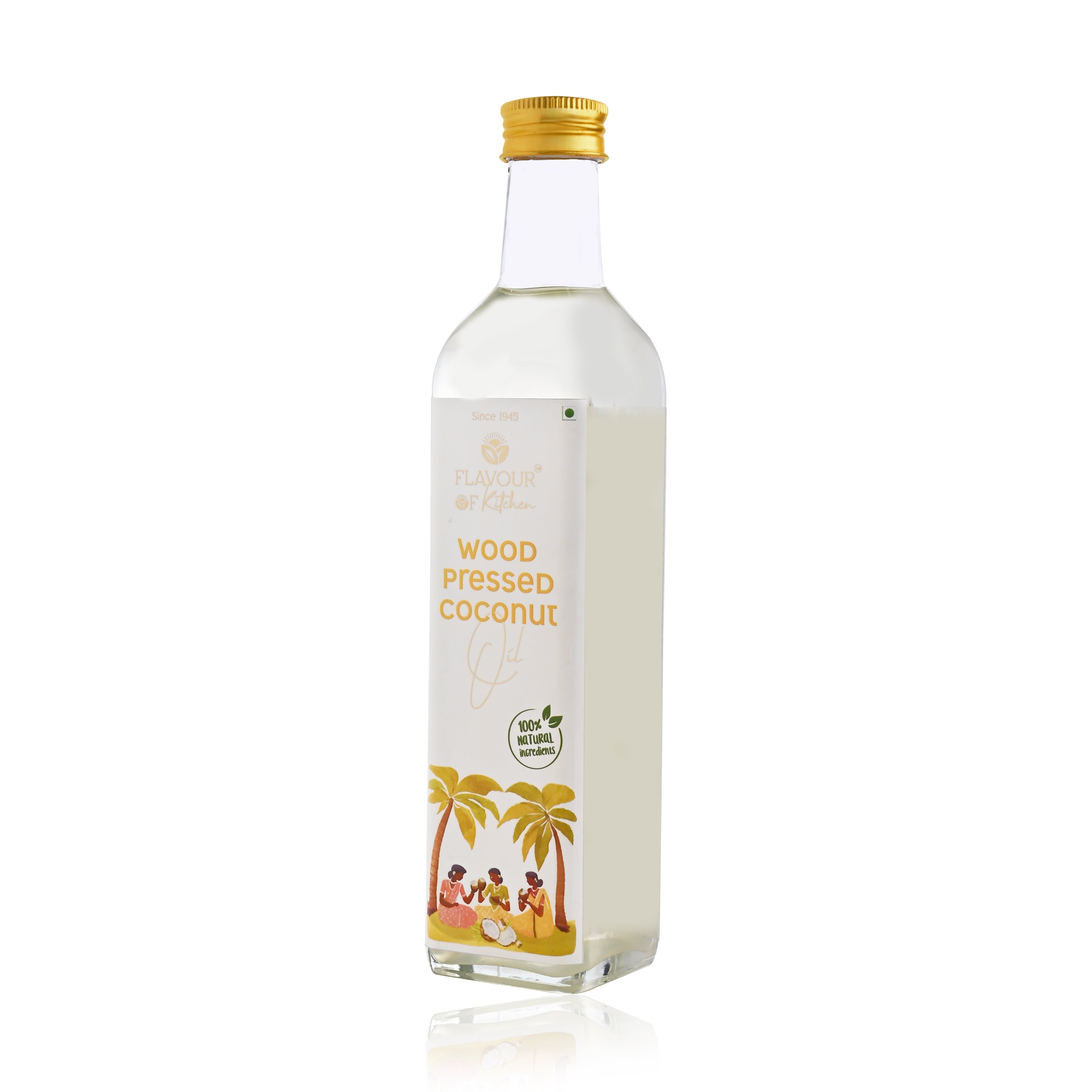 Wood Pressed Coconut Oil Glass Bottle