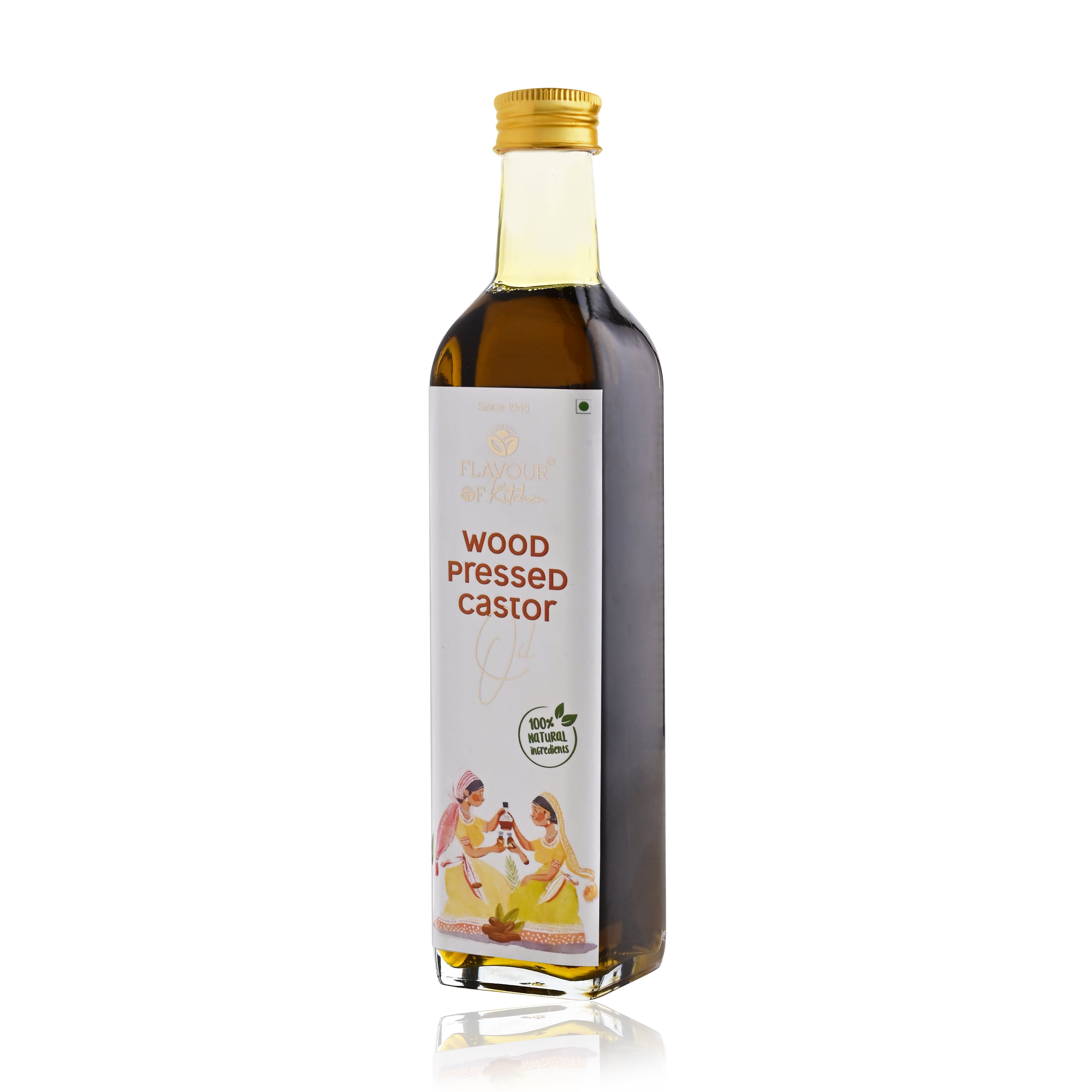 Wood Pressed Castor Oil Glass Bottle