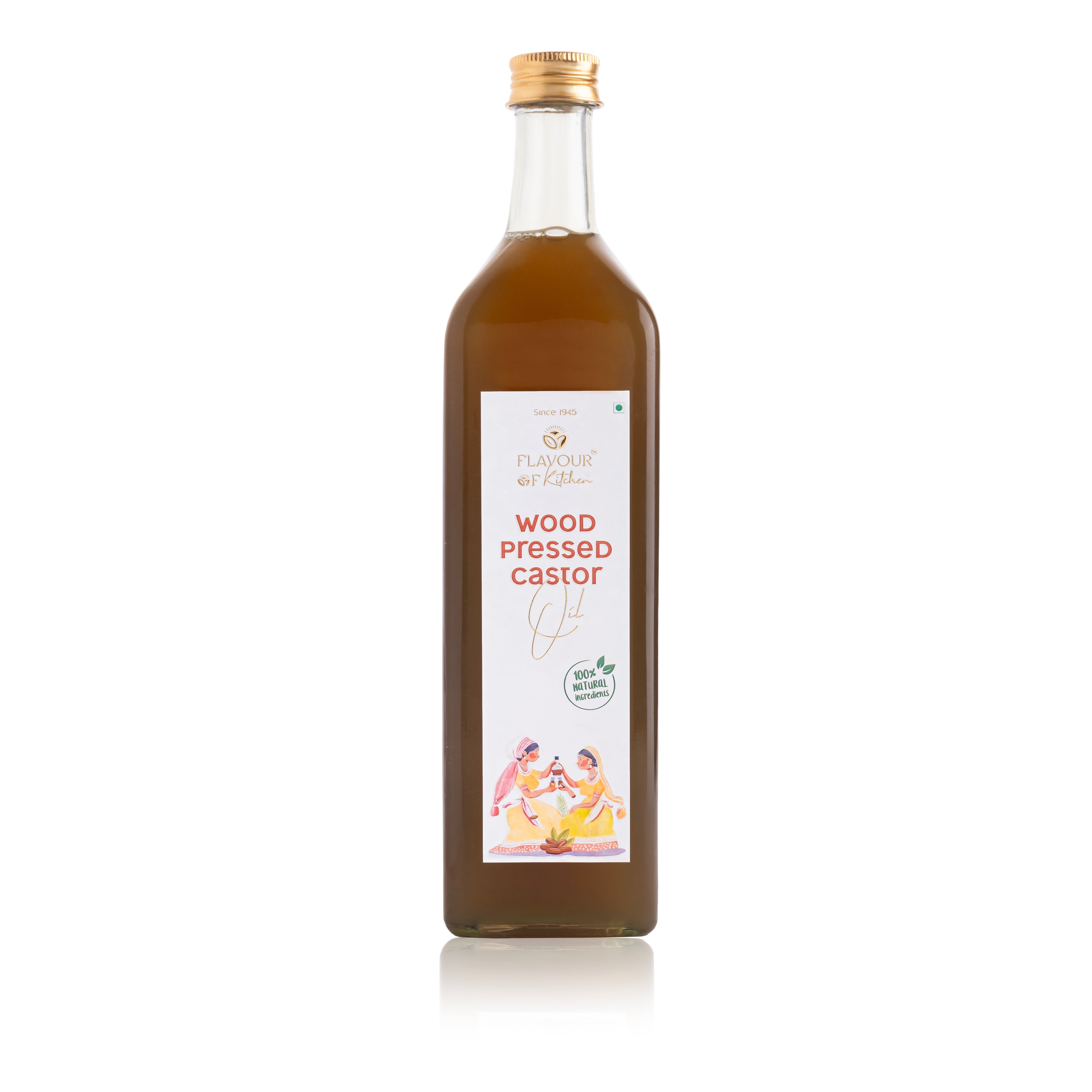 Wood Pressed Castor Oil Glass Bottle