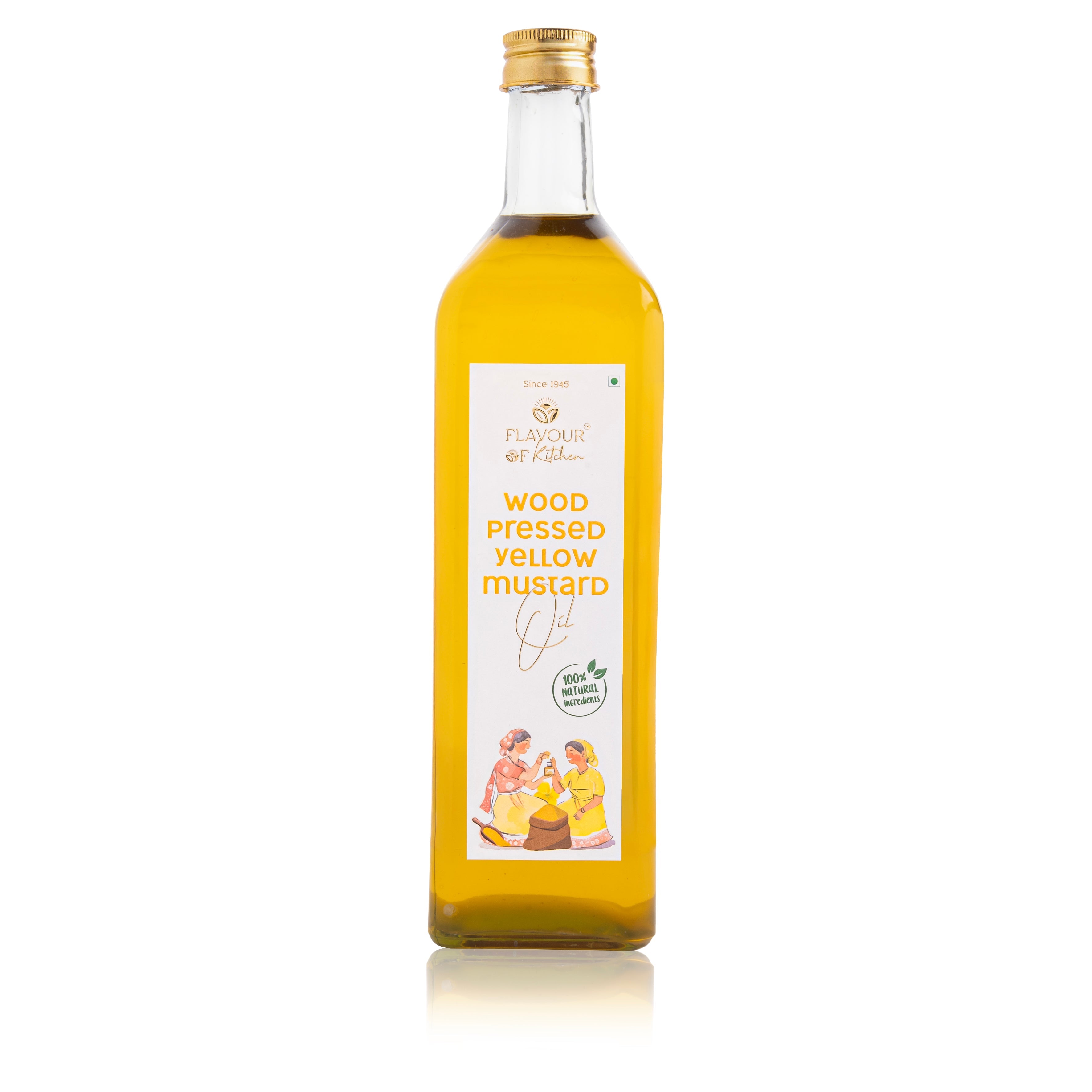 Wood Pressed Yellow Mustard Oil Glass Bottle