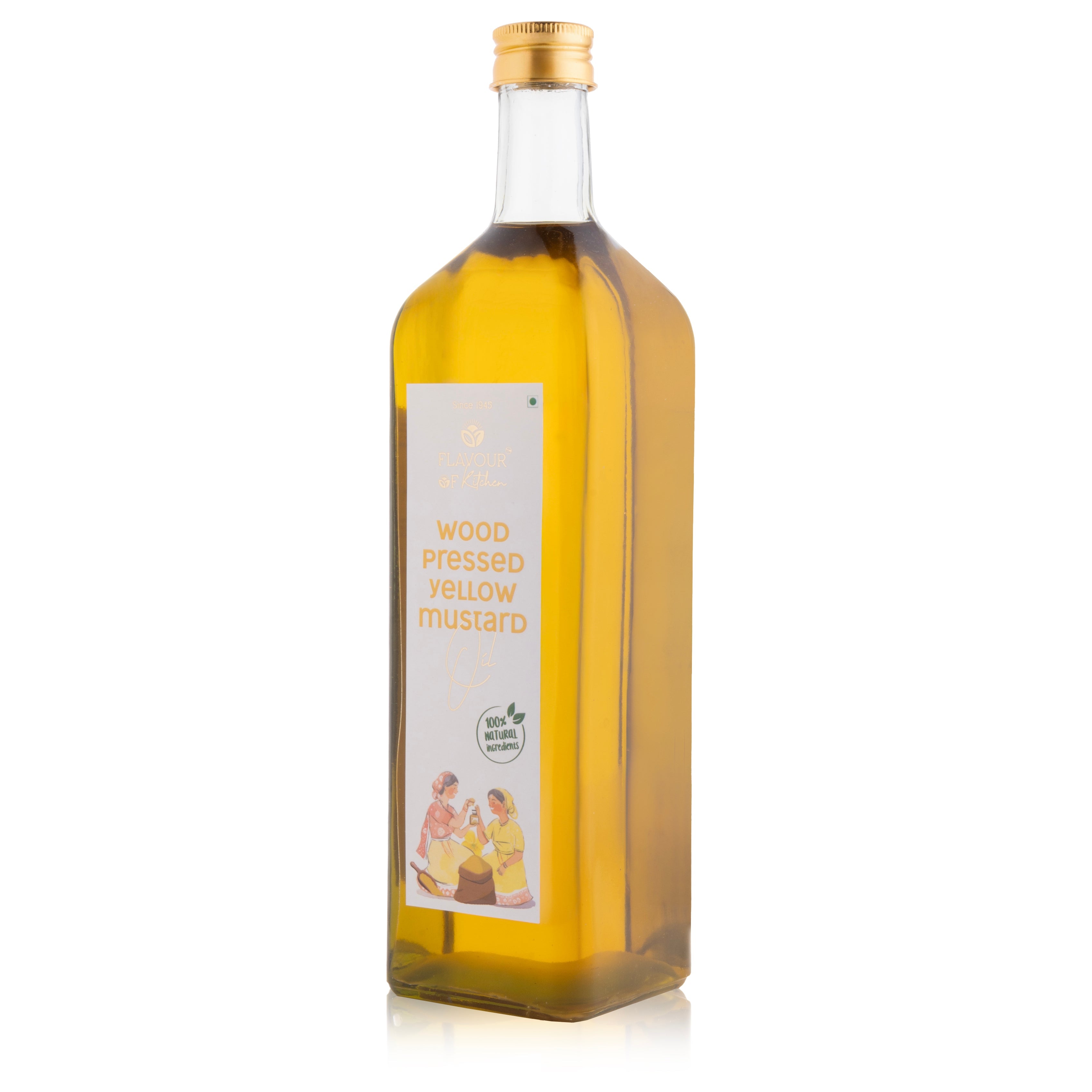 Wood Pressed Yellow Mustard Oil Glass Bottle