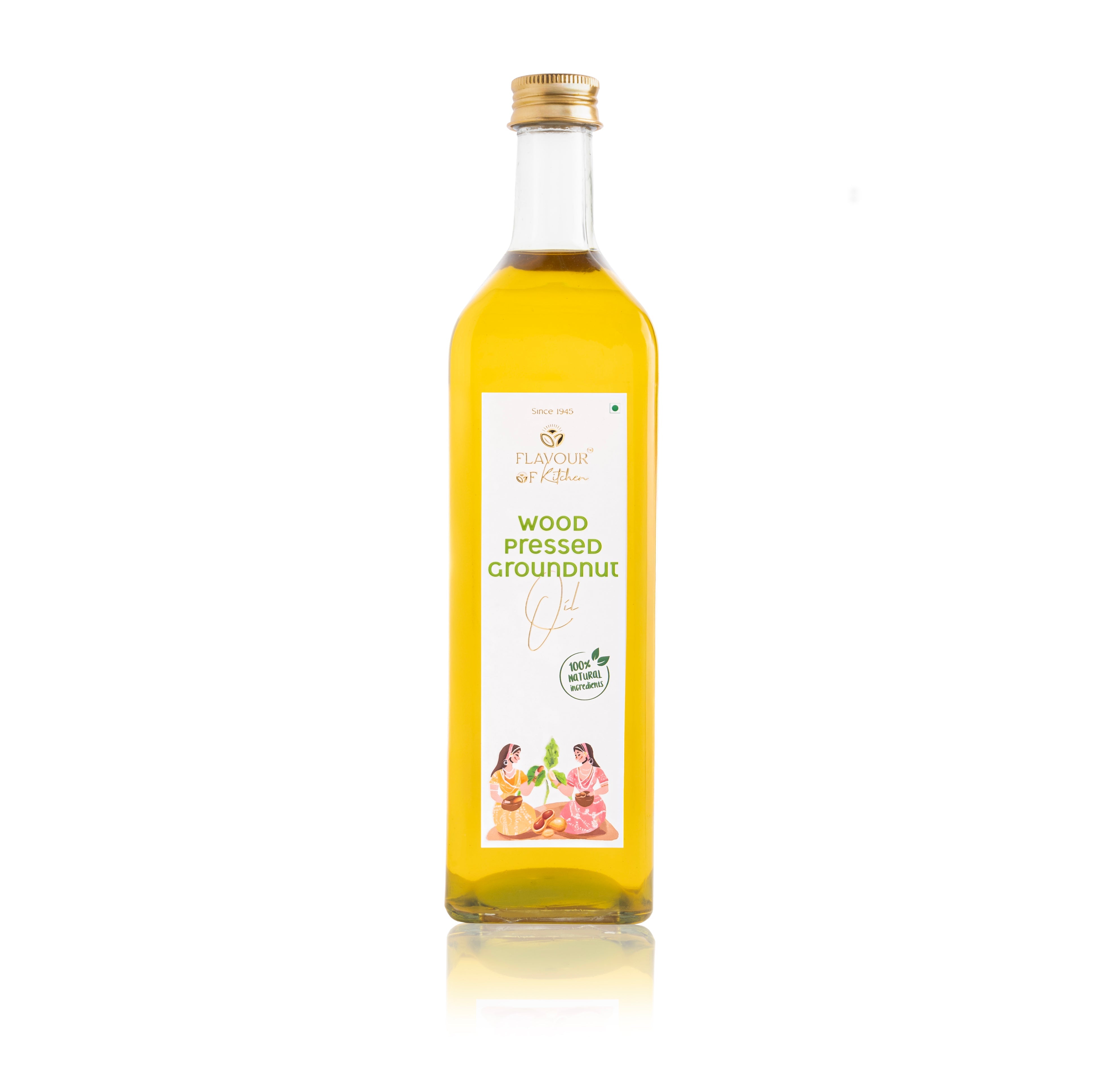 Wood Pressed Groundnut Oil Glass Bottle