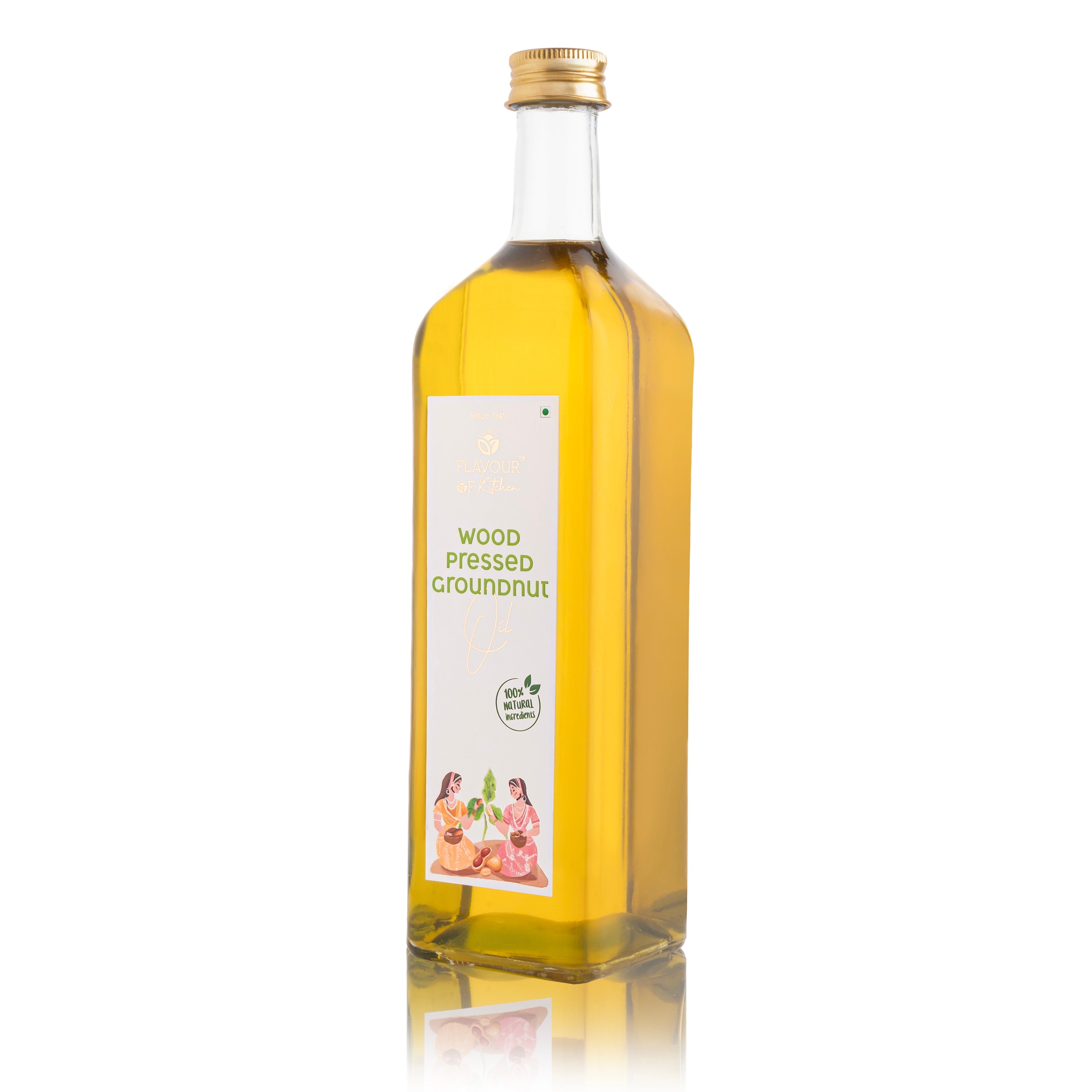 Wood Pressed Groundnut Oil Glass Bottle