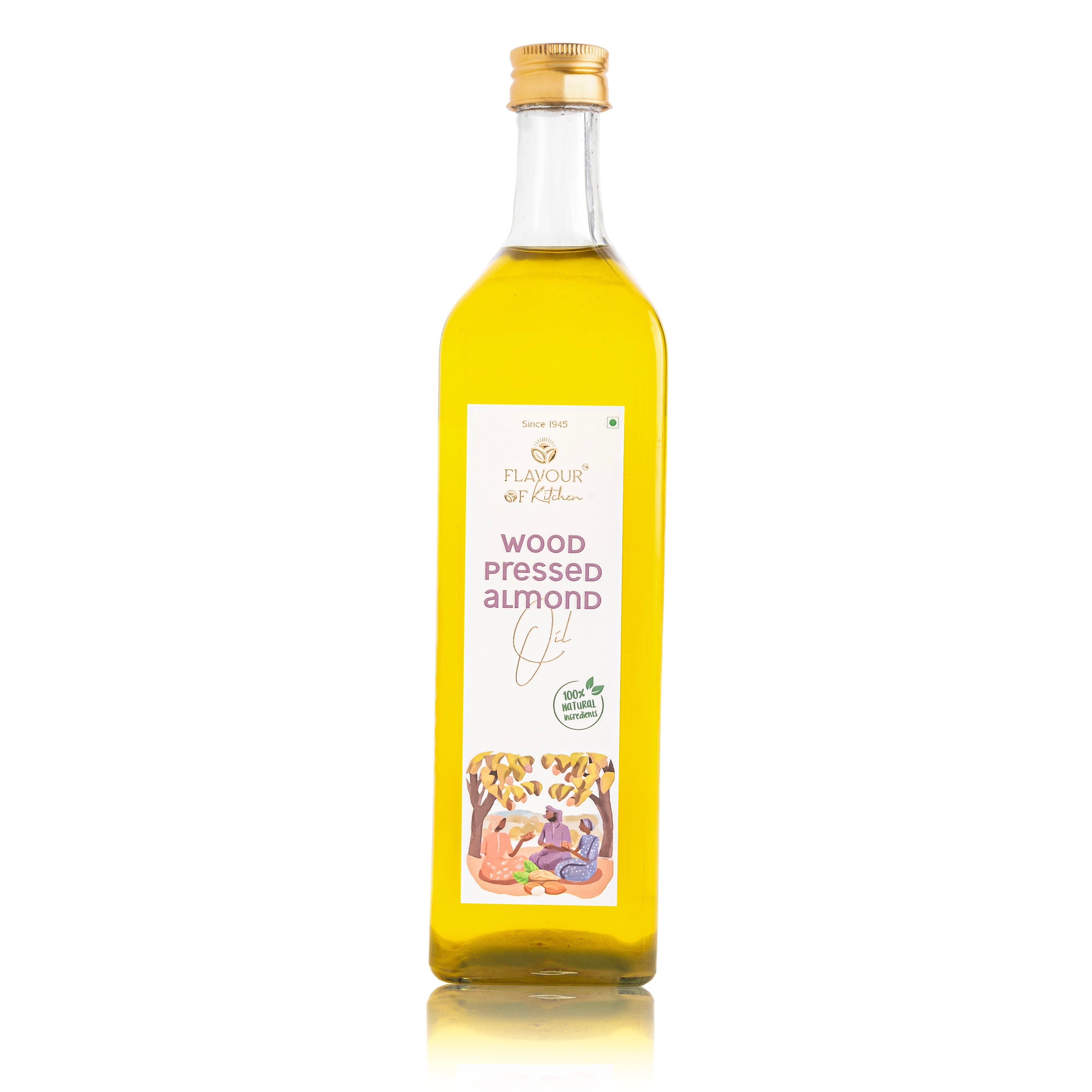Wood Pressed Almond Oil Glass Bottle