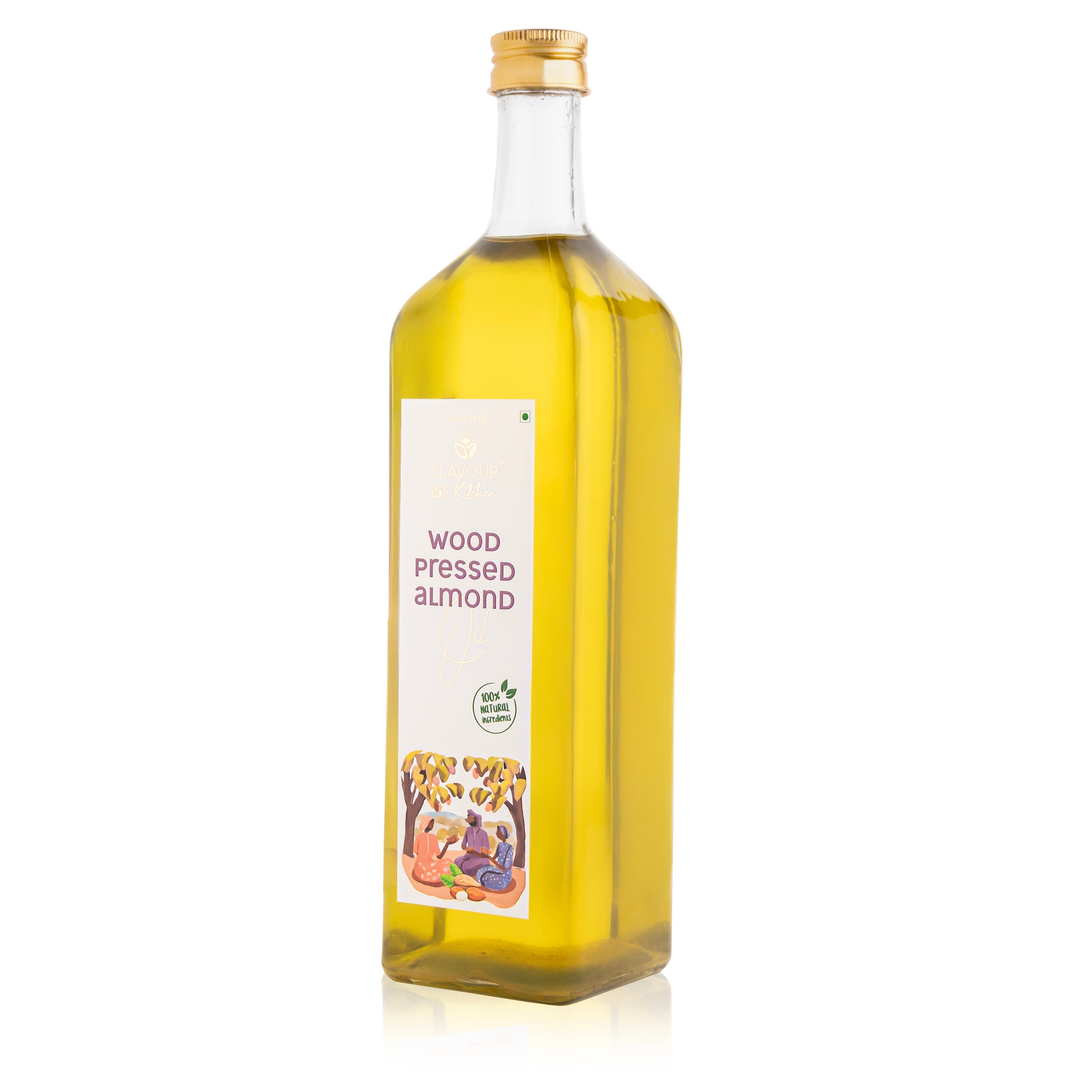 Wood Pressed Almond Oil Glass Bottle