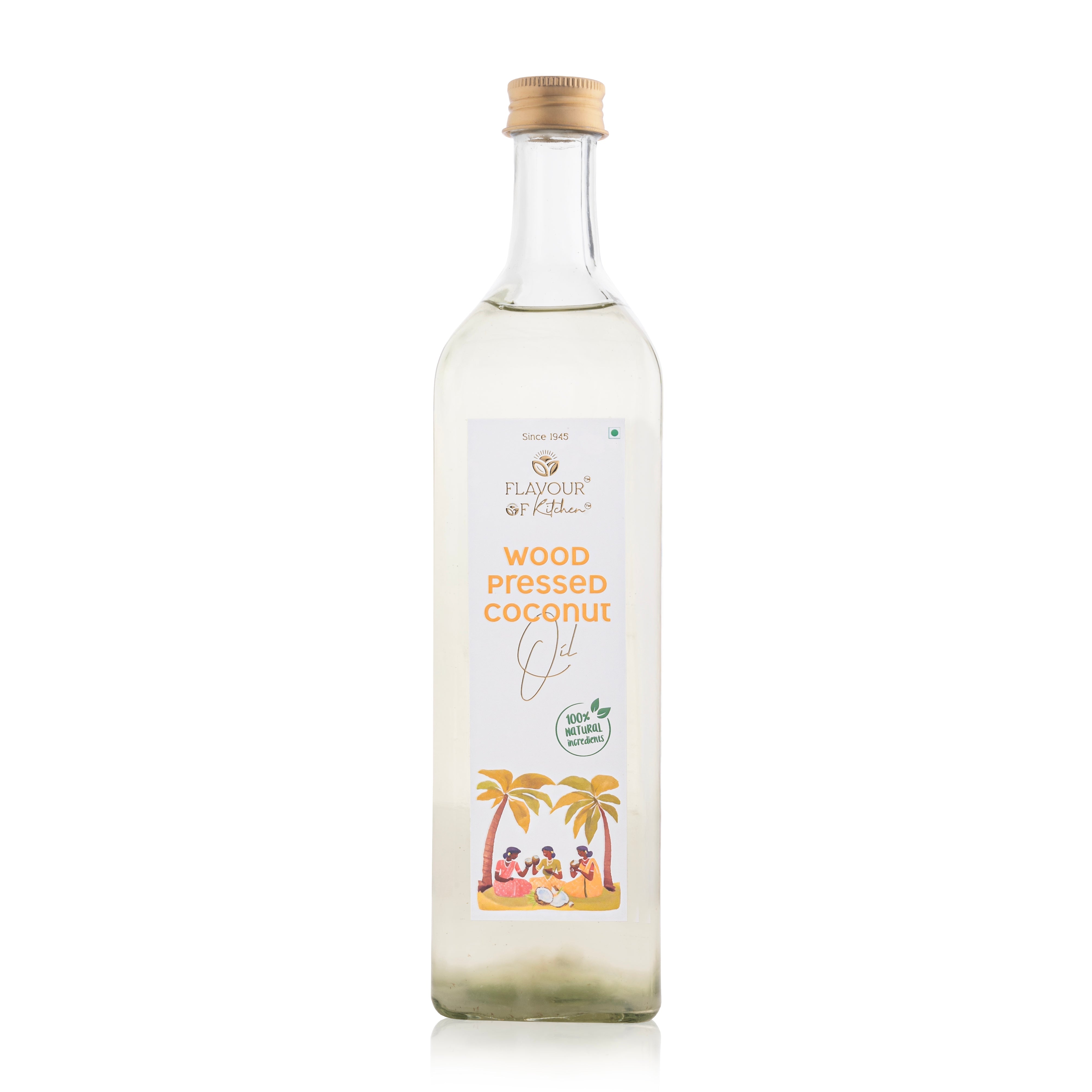 Wood Pressed Coconut Oil Glass Bottle