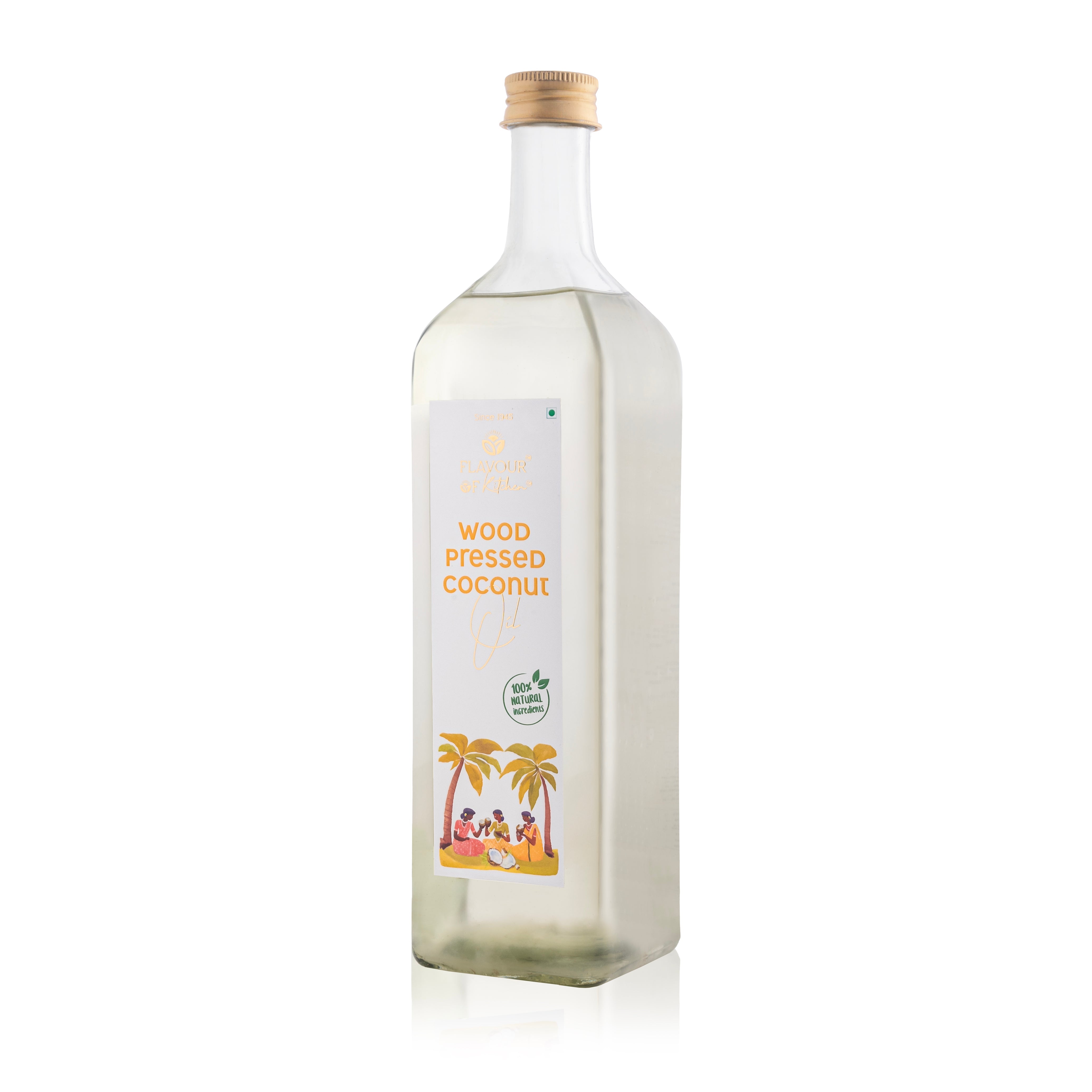 Wood Pressed Coconut Oil Glass Bottle