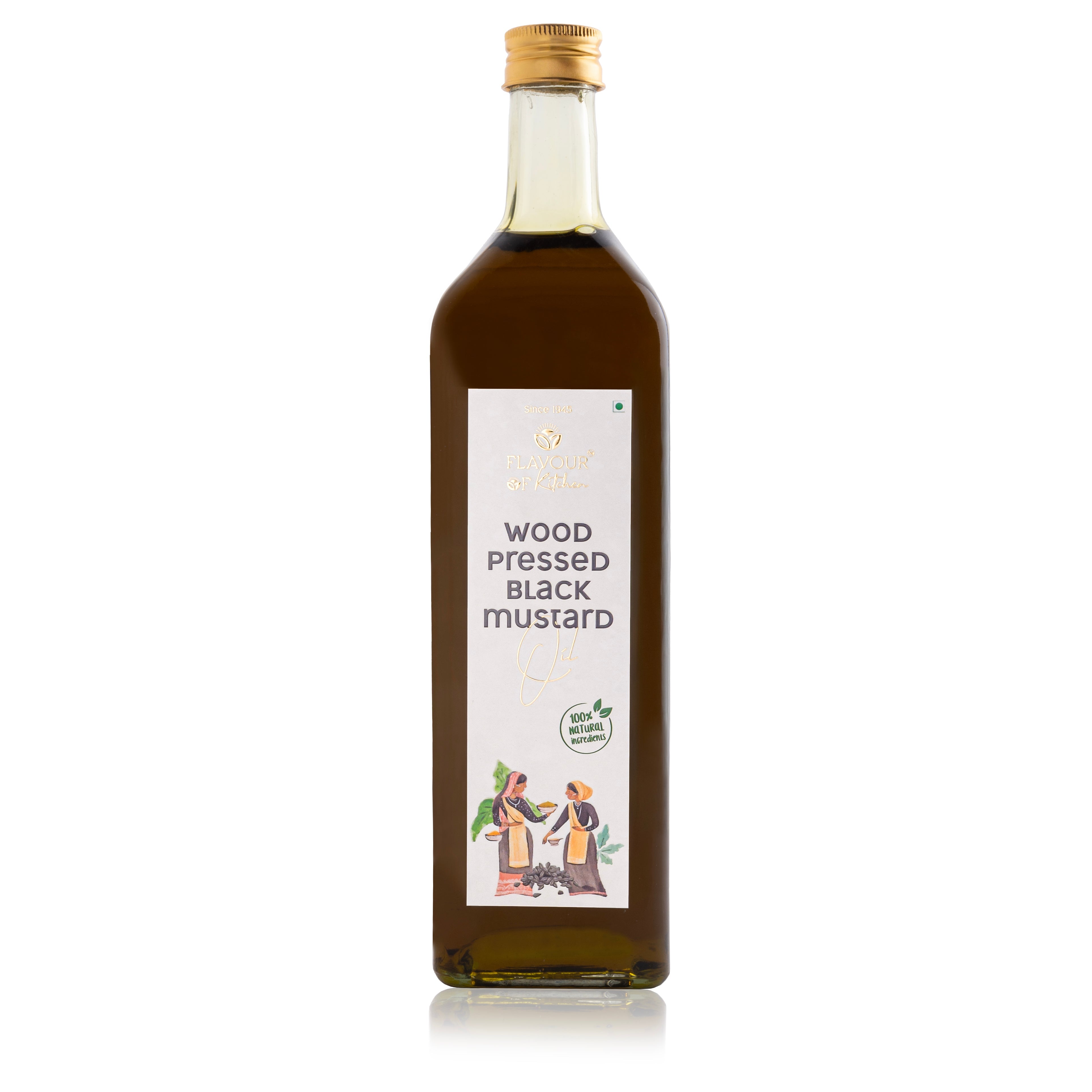 Wood Pressed Black Mustard Oil Glass Bottle