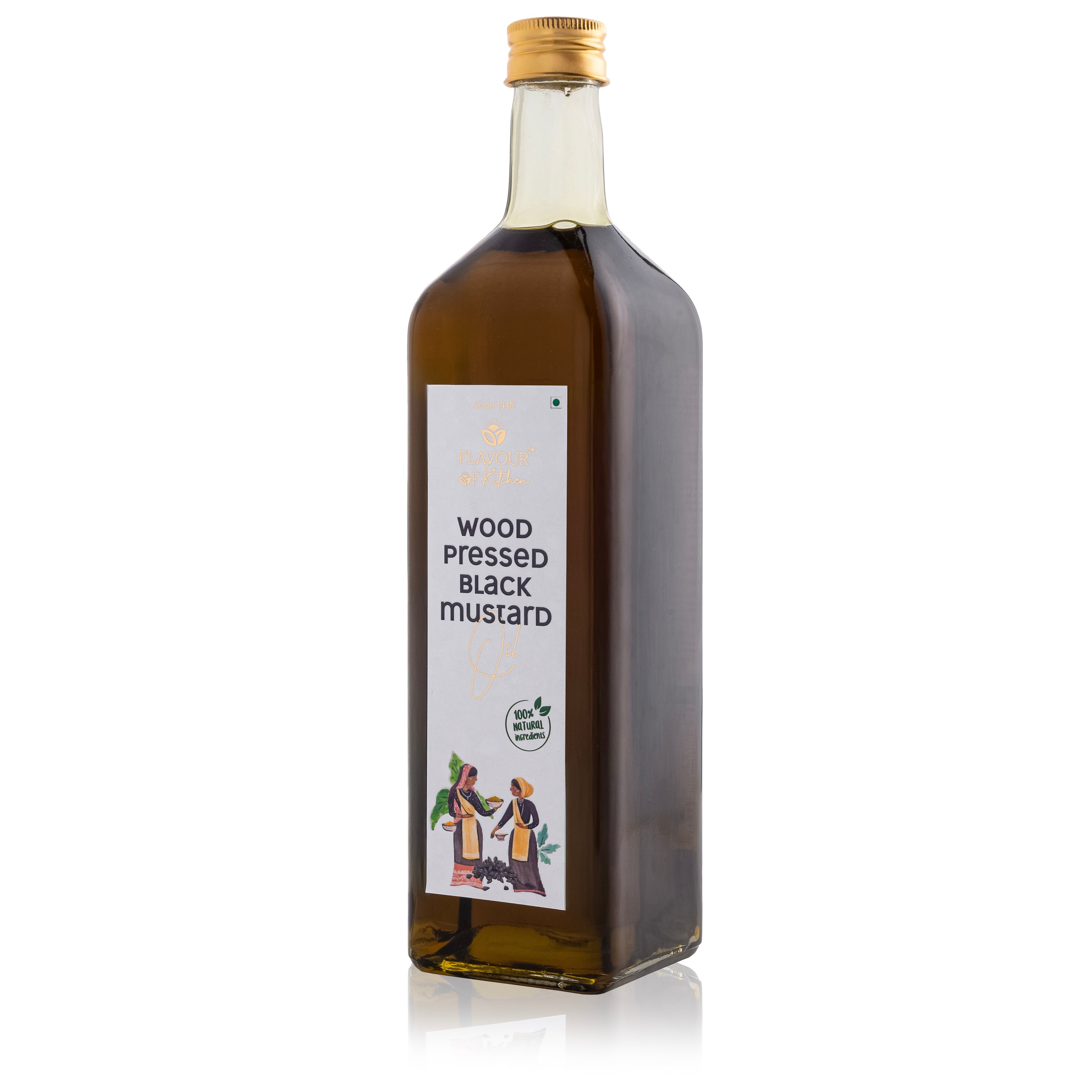 Wood Pressed Black Mustard Oil Glass Bottle